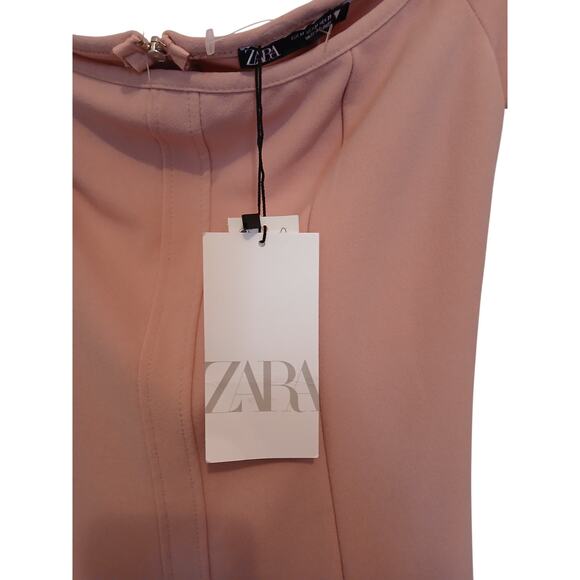 60% OFF NWT Zara Pale Pink Midi Off Shoulder Dress M MSRP $138 - Picture 2 of 8